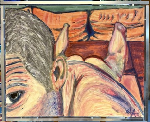 <strong>Blaubart</strong>
<br><p>
Selbstportrait, (Halbportrait) Die eine Hälfte. Die andere ist sehr ähnlich. Aber irgendwie ganz anders. Je nach Stimmung. Verschiedene Stimmen können alles ändern, verfälschen, richtig stellen, präzisieren oder verwirren und Stimmungsschwankungen heraufbeschwören. Nach oben beschwören und nicht nach unten lassen. Wer oben ist, kann nicht untergehen. Wer nicht untergehen will, muss nach oben. Daher ist der Himmel wahrscheinlich oben. Keiner will sterben, aber alle wollen im den Himmel. Ohne jetzt blasphemisch zu werden, aber wie soll das gehen? Darum, verlasse ich mich nicht ganz auf die Religionen. Mir scheint, es ist gut, wenn man auch mit sich selber im reinen ist. Wurden doch auch die Religionen, von fehlbaren Menschen erfunden.
<br><p>
Oder gibt es unfehlbare Menschen ? Fehlbare Lebewesen ? Tiere ? Tiere müssen unfehlbar sein. Die machen keine Fehler. Wenigstens keine Übertretungen, deren Grenzen sie nicht selber festgelegt haben.